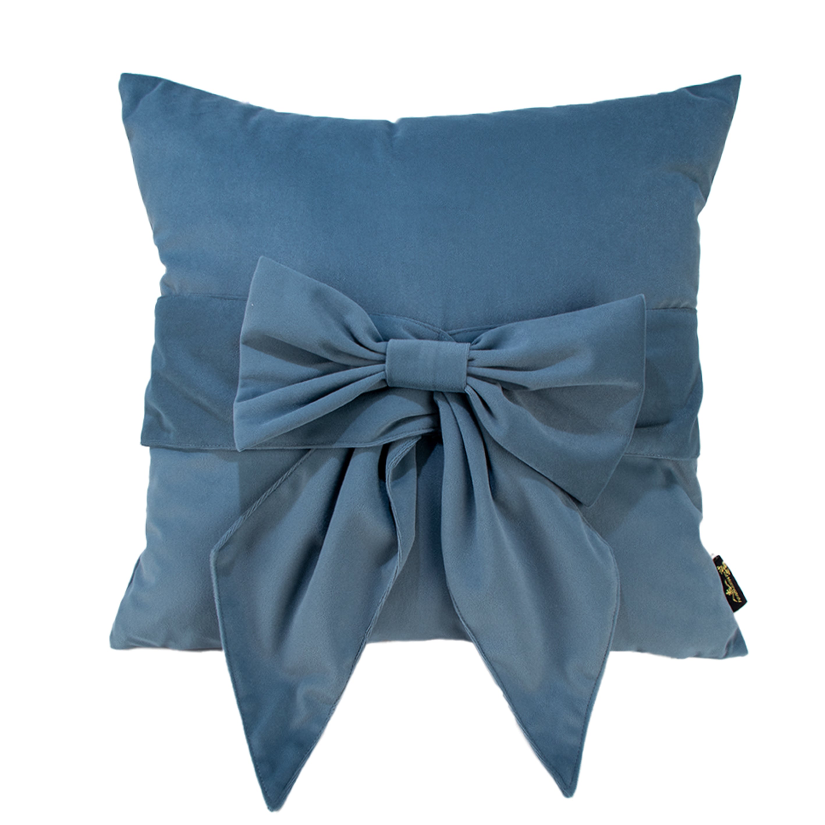 Malini Tiedup Bow Blue Velvet Square Cushion
